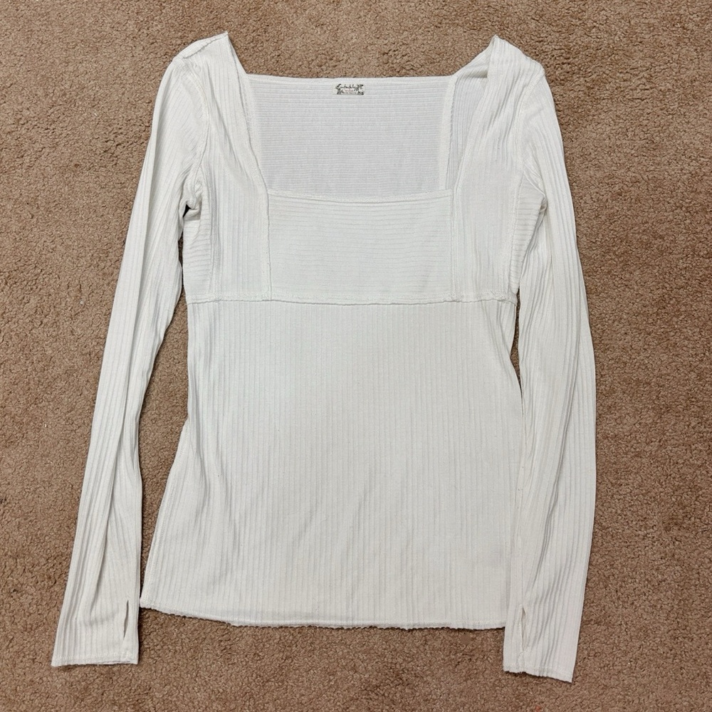Intimately Free People Squareneck Ribbed Long Sleeve Top